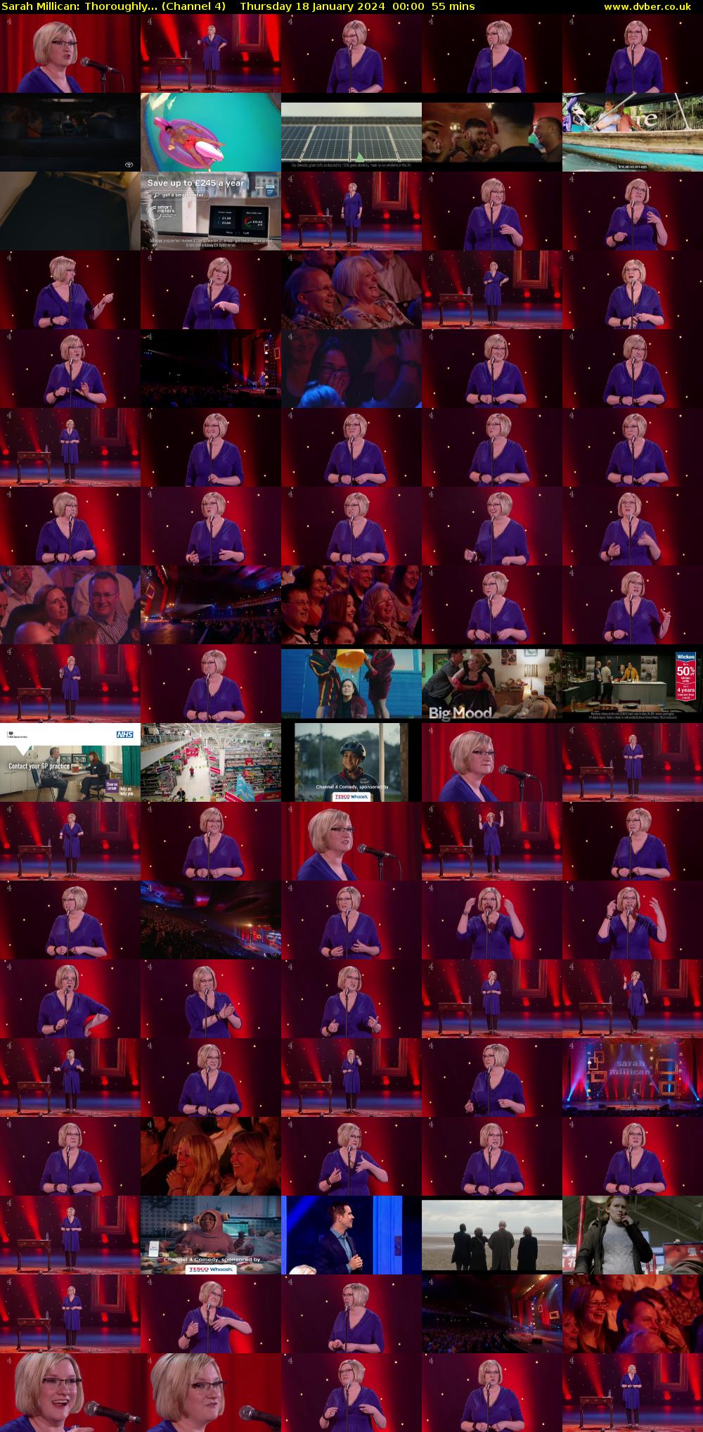 Sarah Millican: Thoroughly... (Channel 4) Thursday 18 January 2024 00:00 - 00:55