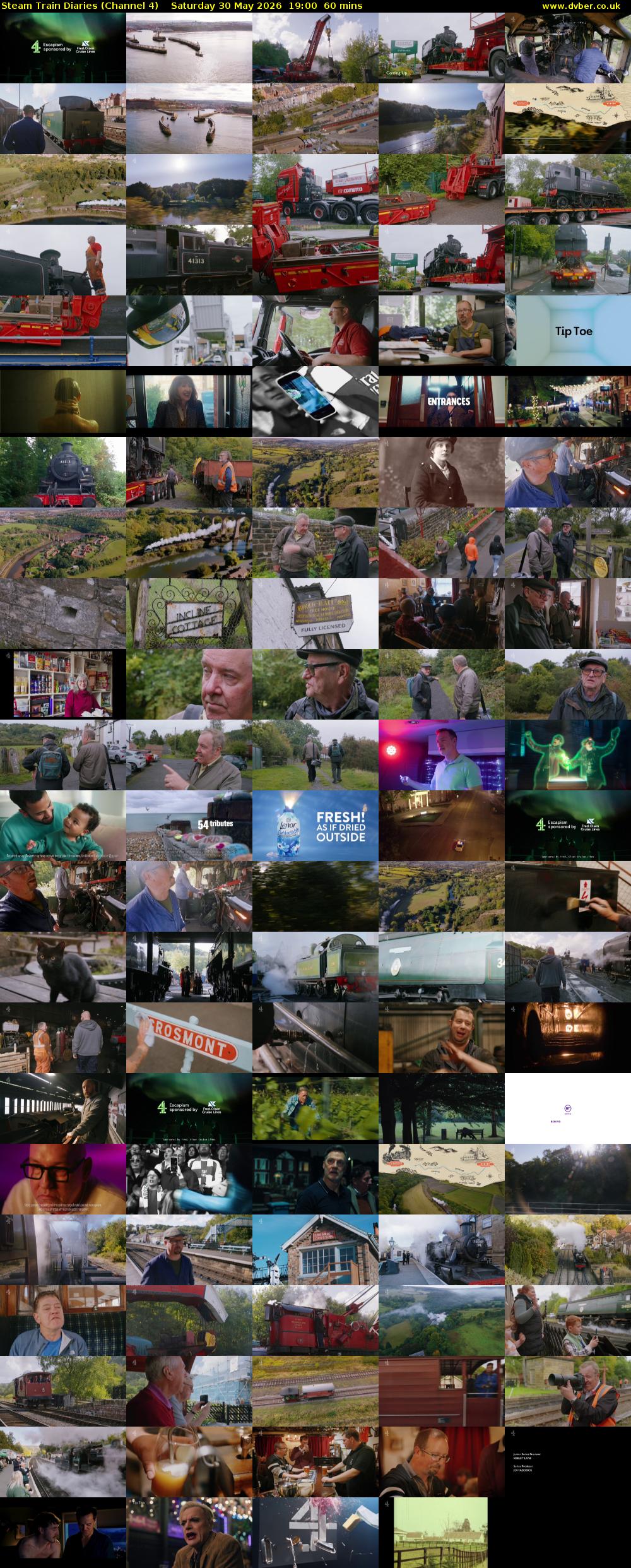 Steam Train Diaries (Channel 4) Saturday 30 May 2026 19:00 - 20:00