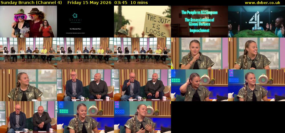 Sunday Brunch (Channel 4) Friday 15 May 2026 03:45 - 03:55