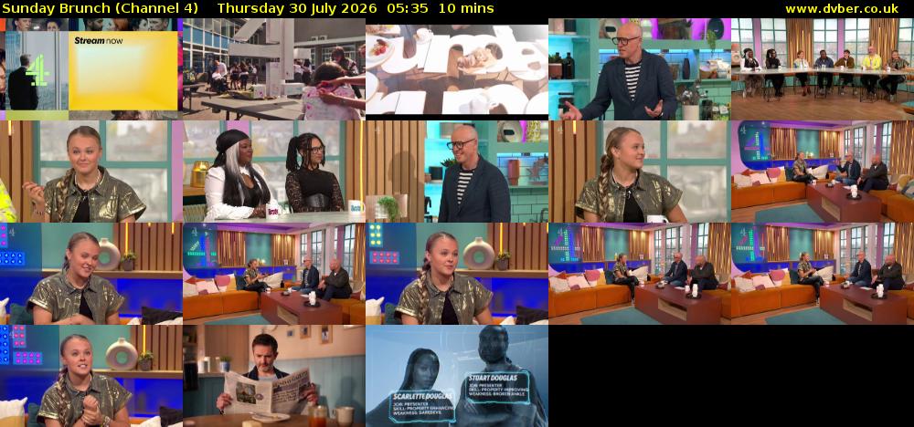 Sunday Brunch (Channel 4) Thursday 30 July 2026 05:35 - 05:45