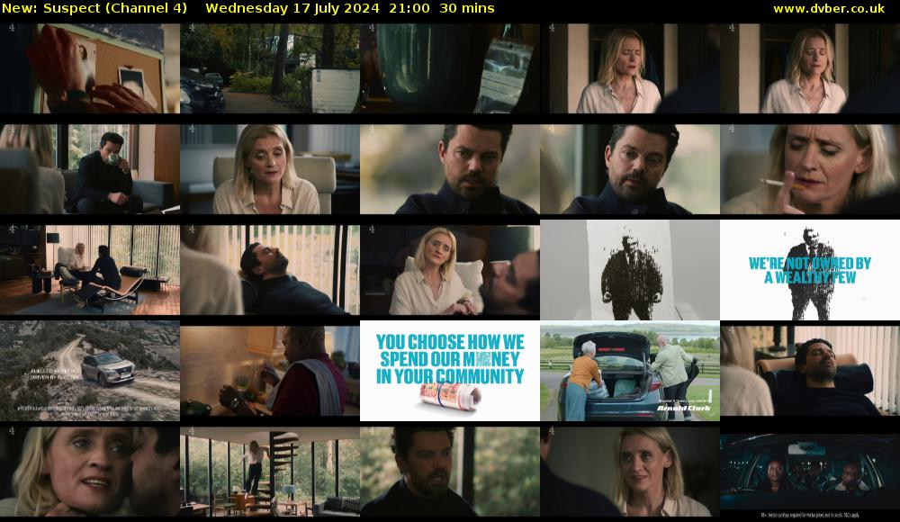 Suspect (Channel 4) Wednesday 17 July 2024 21:00 - 21:30