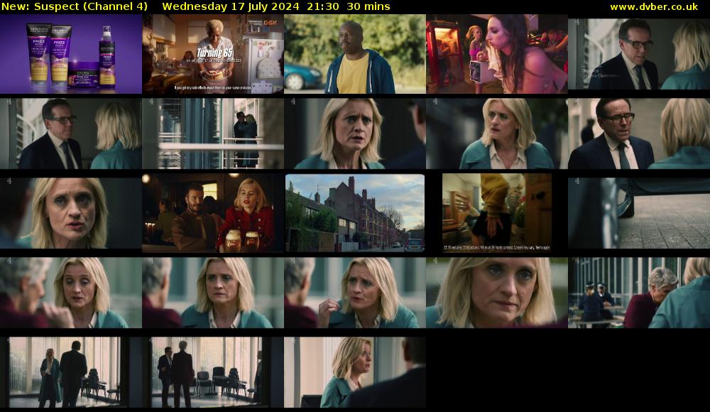 Suspect (Channel 4) Wednesday 17 July 2024 21:30 - 22:00
