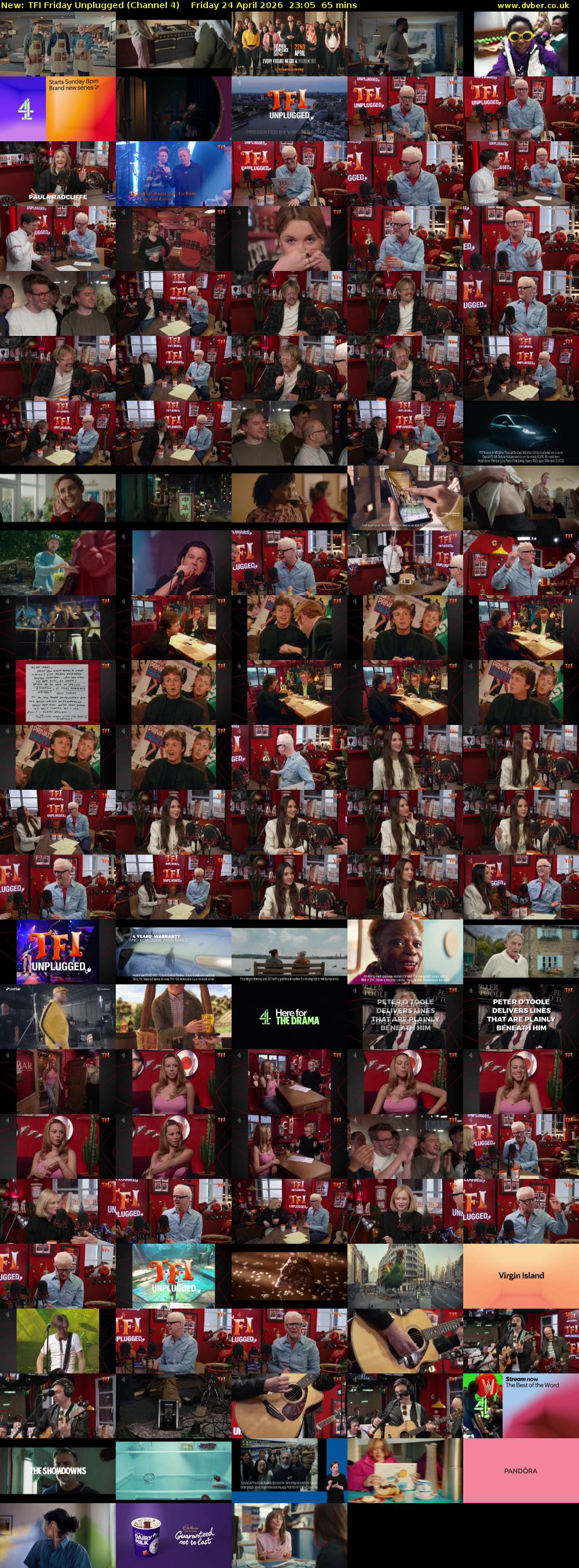 TFI Friday Unplugged (Channel 4) Friday 24 April 2026 23:05 - 00:10