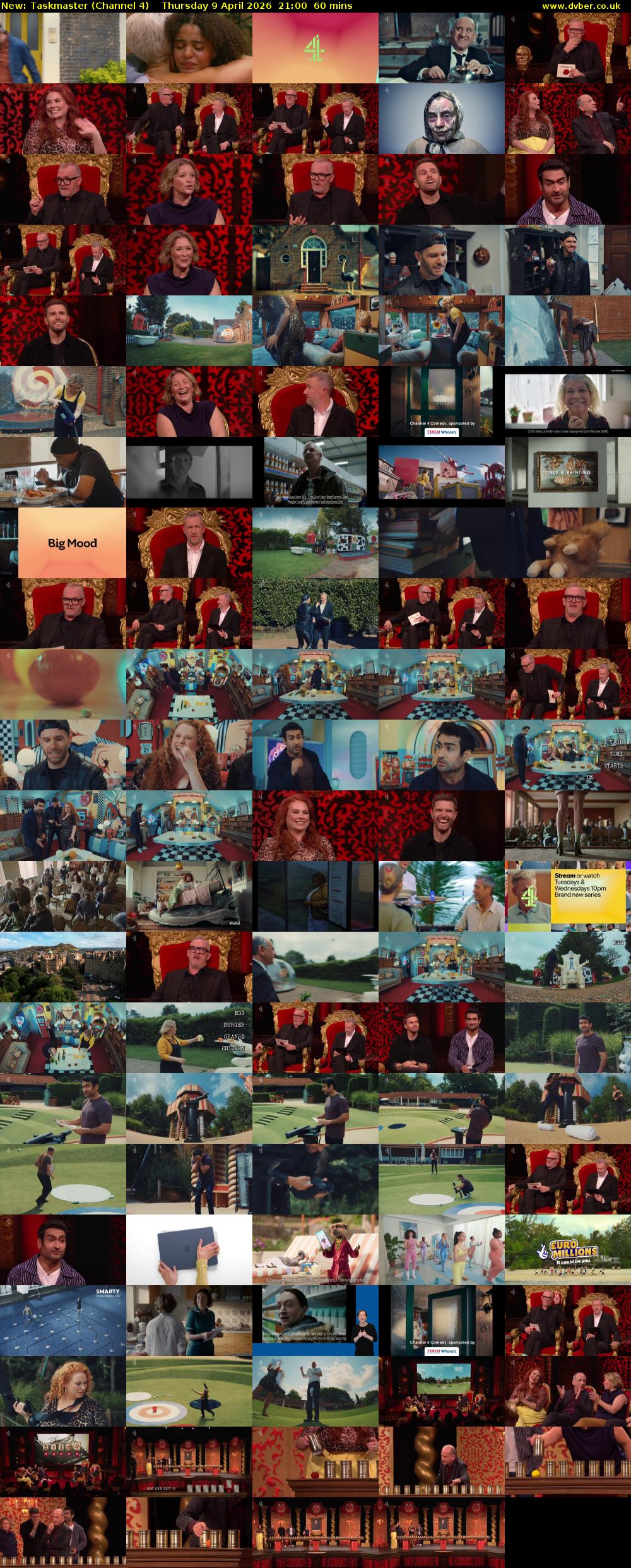 Taskmaster (Channel 4) Thursday 9 April 2026 21:00 - 22:00