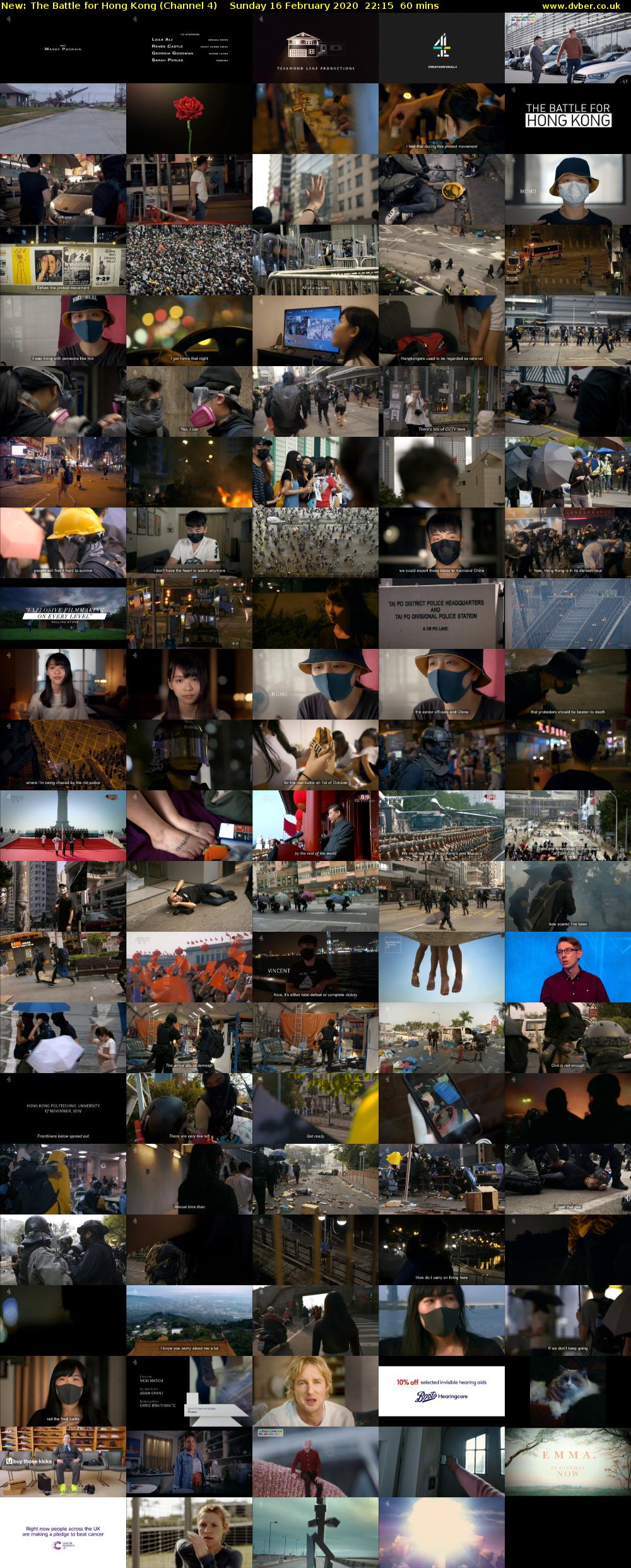 The Battle for Hong Kong (Channel 4) Sunday 16 February 2020 22:15 - 23:15