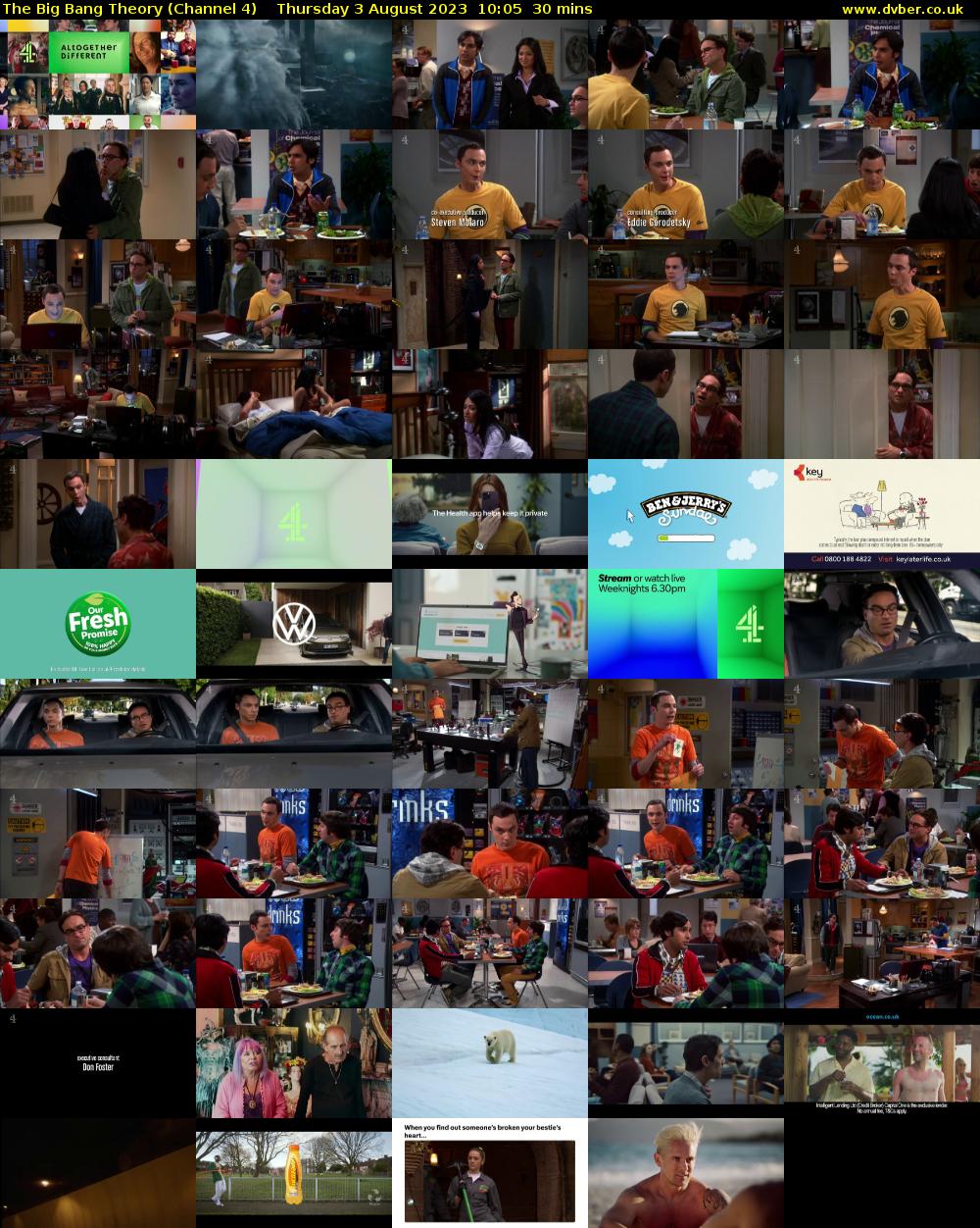 The Big Bang Theory (Channel 4) Thursday 3 August 2023 10:05 - 10:35