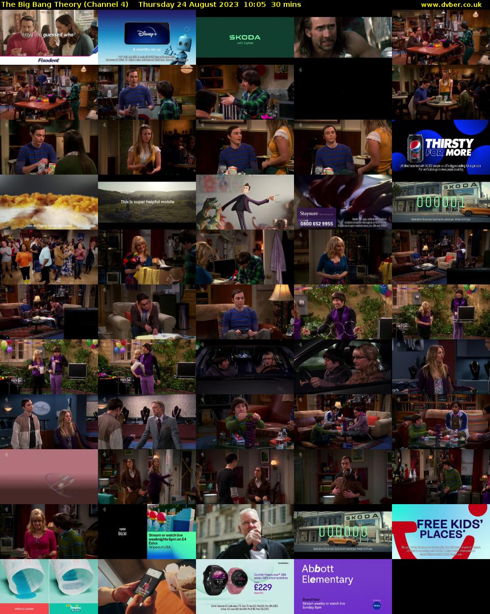 The Big Bang Theory (Channel 4) Thursday 24 August 2023 10:05 - 10:35