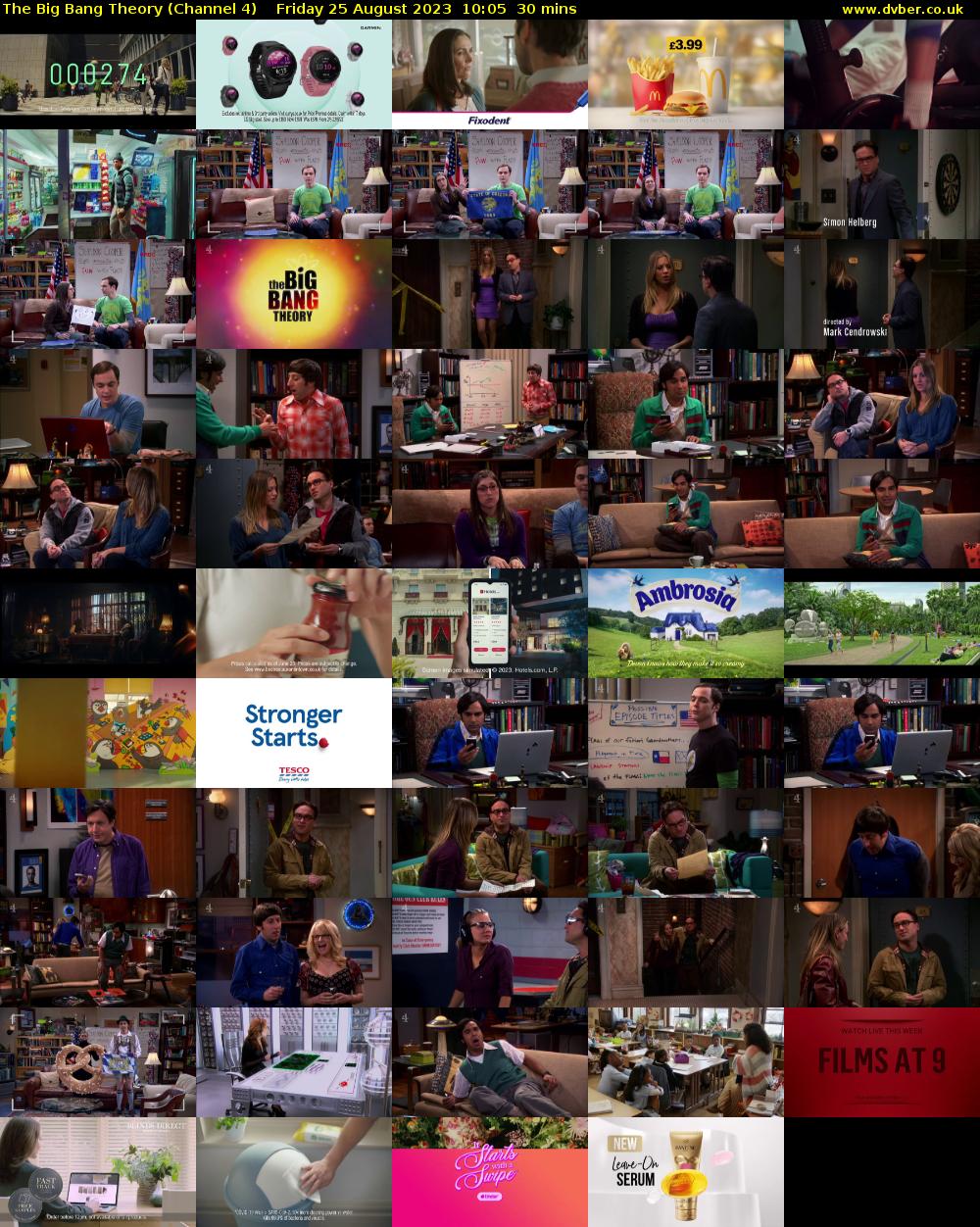 The Big Bang Theory (Channel 4) Friday 25 August 2023 10:05 - 10:35
