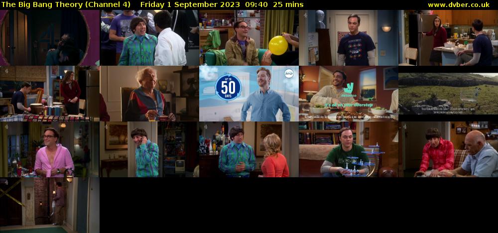 The Big Bang Theory (Channel 4) Friday 1 September 2023 09:40 - 10:05