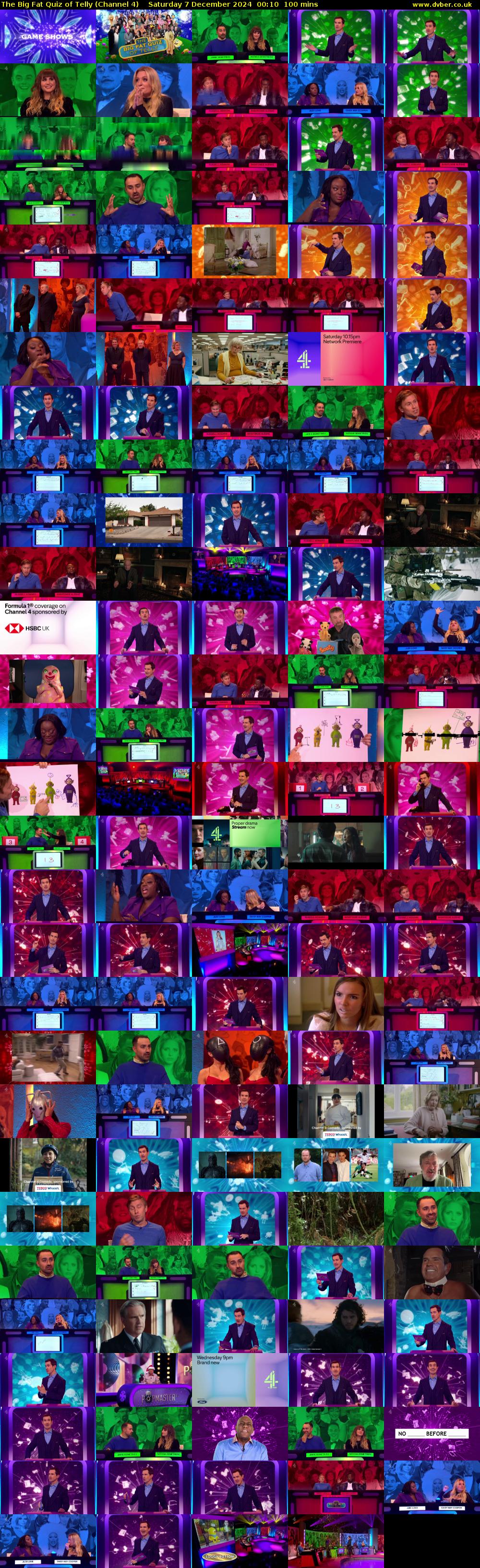 The Big Fat Quiz of Telly (Channel 4) Saturday 7 December 2024 00:10 - 01:50