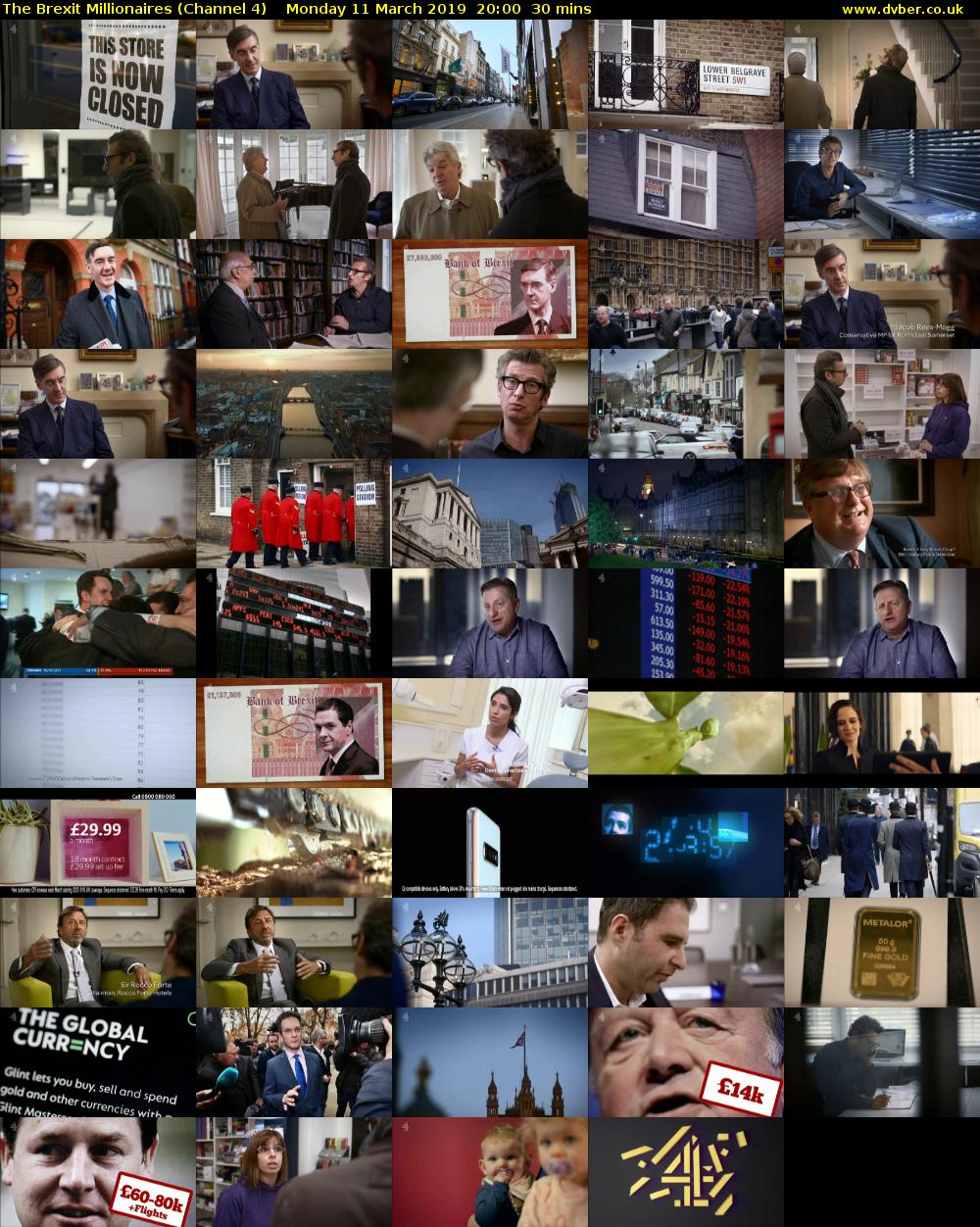 The Brexit Millionaires (Channel 4) Monday 11 March 2019 20:00 - 20:30