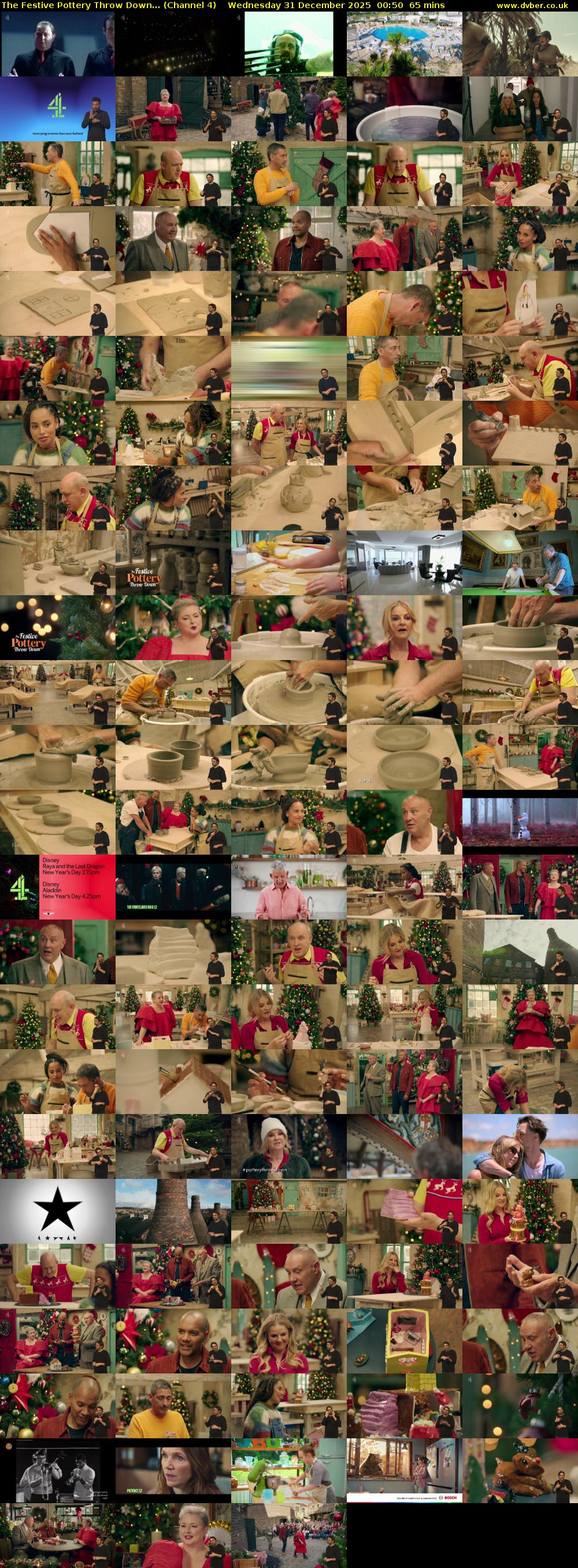 The Festive Pottery Throw Down... (Channel 4) Wednesday 31 December 2025 00:50 - 01:55