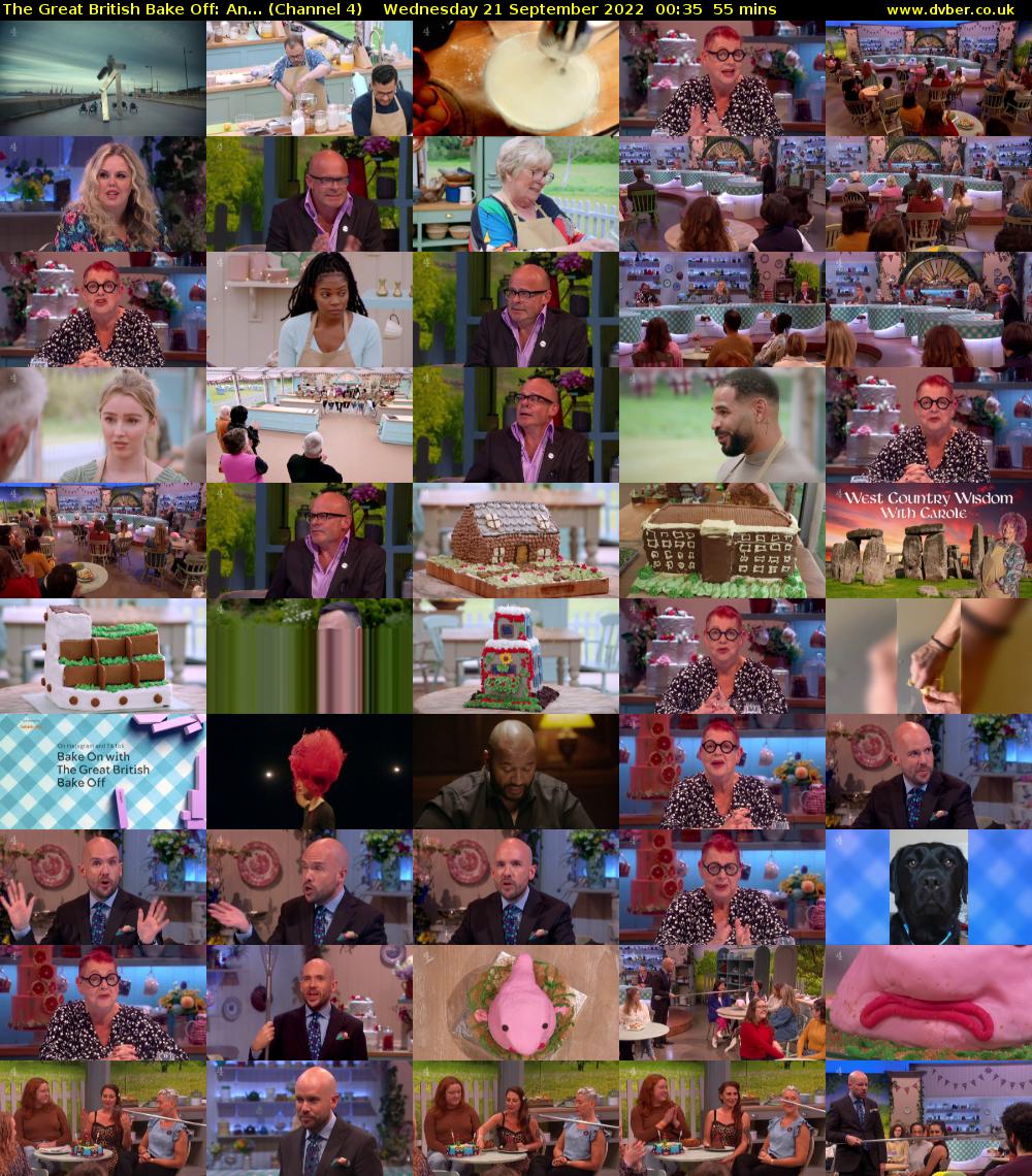The Great British Bake Off: An... (Channel 4) Wednesday 21 September 2022 00:35 - 01:30