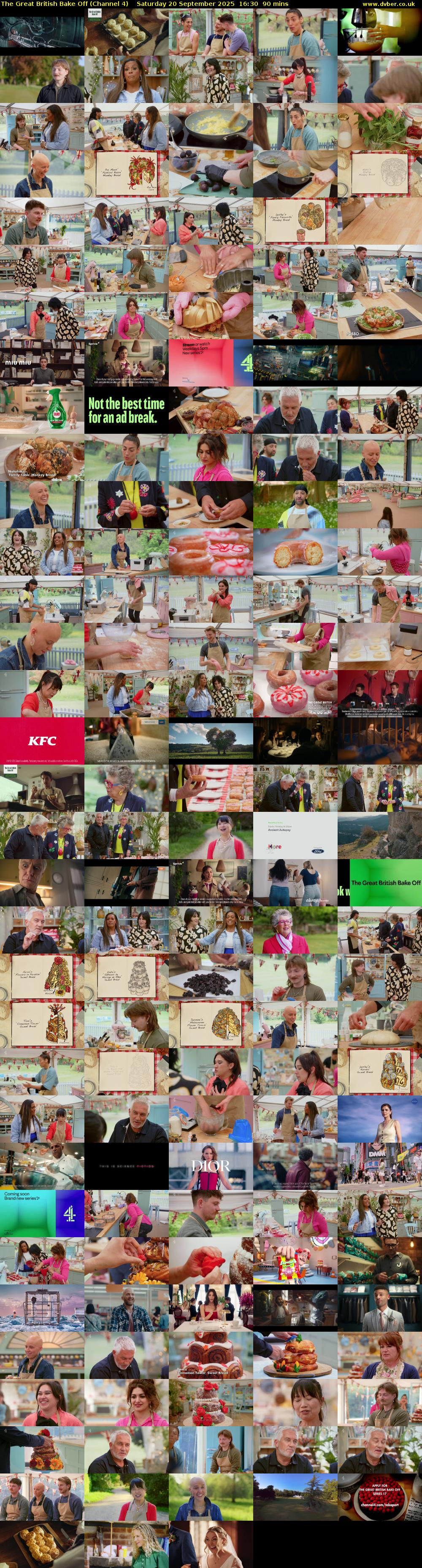 The Great British Bake Off (Channel 4) Saturday 20 September 2025 16:30 - 18:00