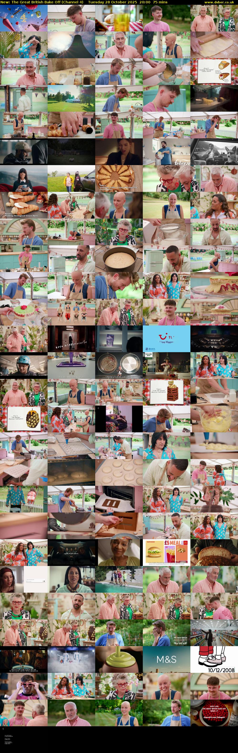 The Great British Bake Off (Channel 4) Tuesday 28 October 2025 20:00 - 21:15