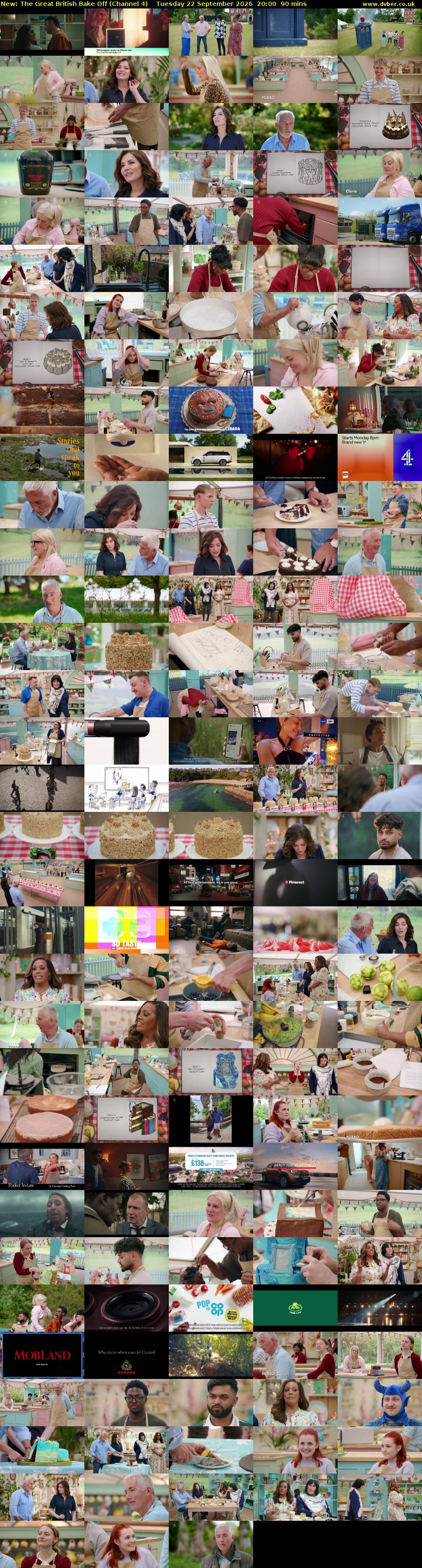 The Great British Bake Off (Channel 4) Tuesday 22 September 2026 20:00 - 21:30