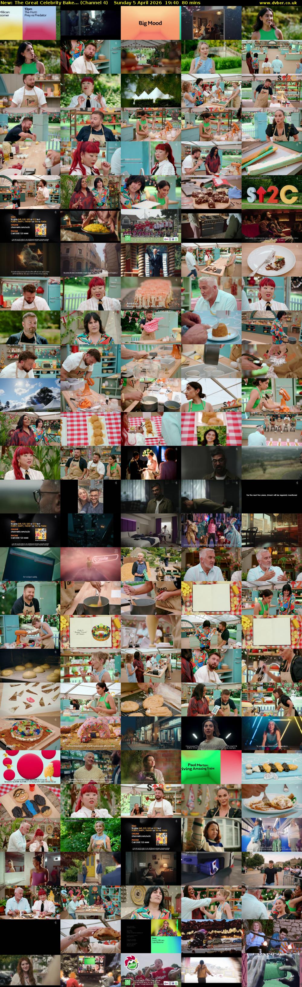 The Great Celebrity Bake... (Channel 4) Sunday 5 April 2026 19:40 - 21:00