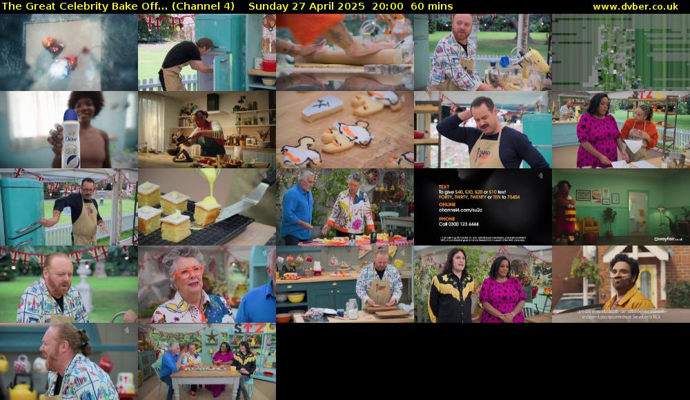 The Great Celebrity Bake Off... (Channel 4) Sunday 27 April 2025 20:00 - 21:00