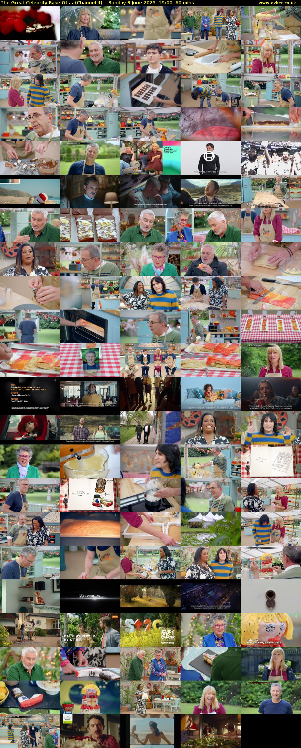 The Great Celebrity Bake Off... (Channel 4) Sunday 8 June 2025 19:00 - 20:00