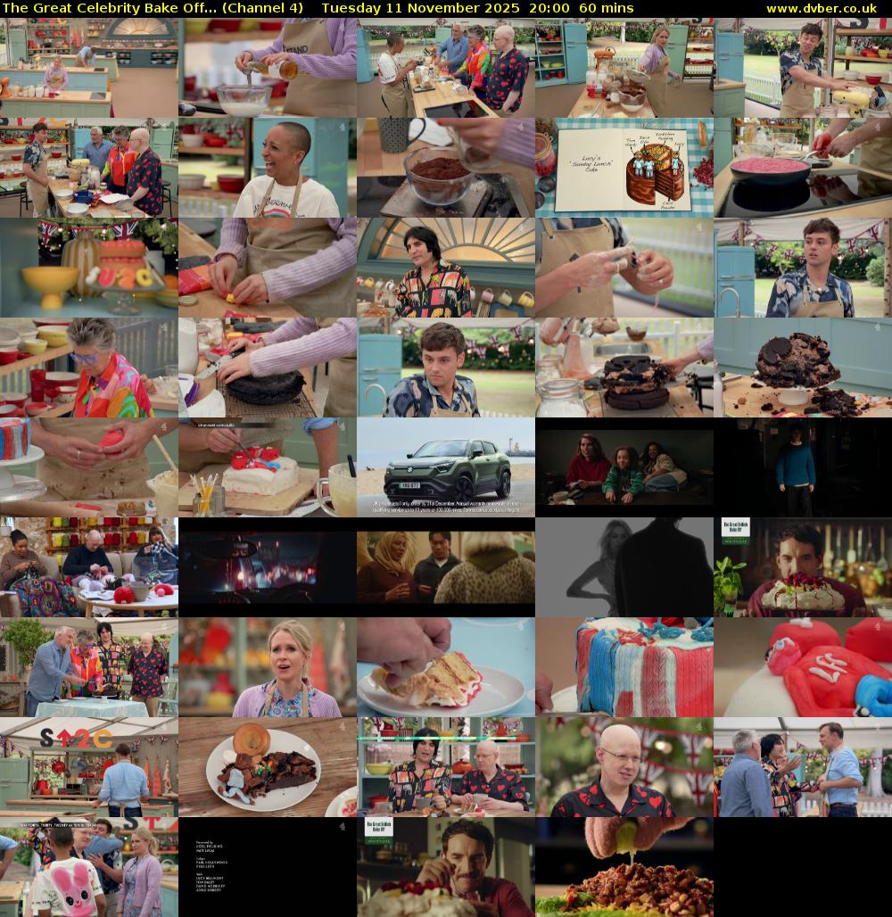 The Great Celebrity Bake Off... (Channel 4) Tuesday 11 November 2025 20:00 - 21:00