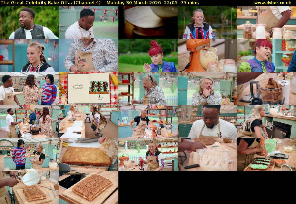 The Great Celebrity Bake Off... (Channel 4) Monday 30 March 2026 22:05 - 23:20