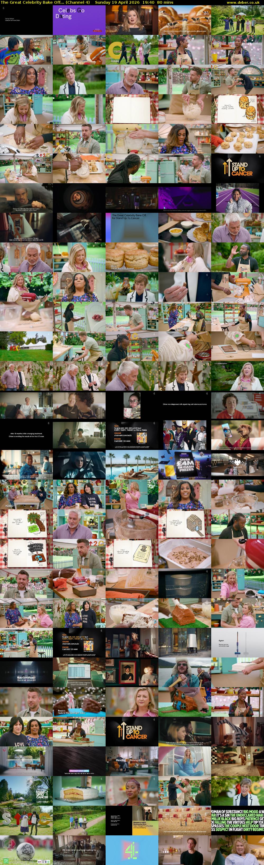 The Great Celebrity Bake Off... (Channel 4) Sunday 19 April 2026 19:40 - 21:00