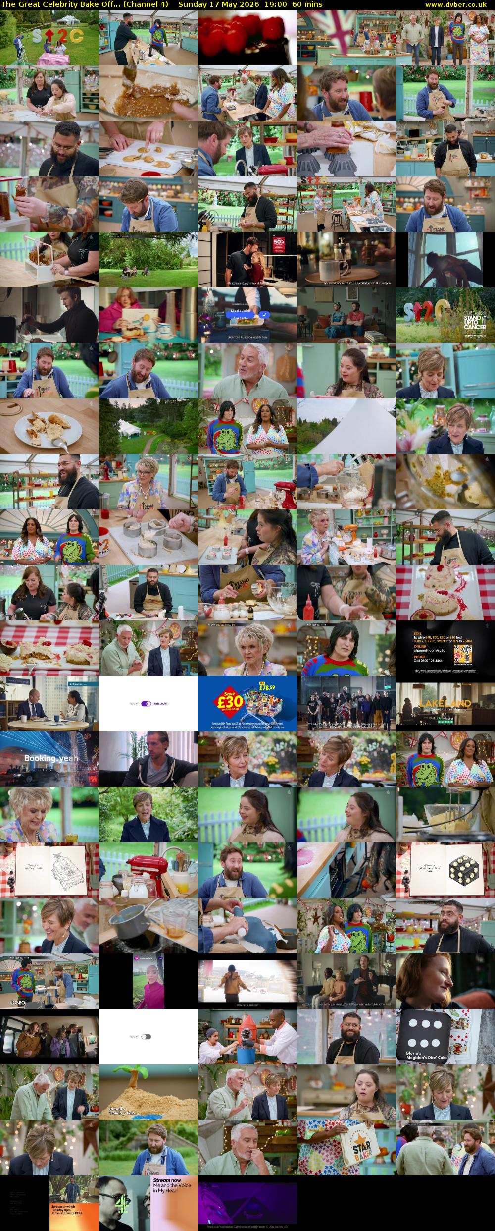 The Great Celebrity Bake Off... (Channel 4) Sunday 17 May 2026 19:00 - 20:00