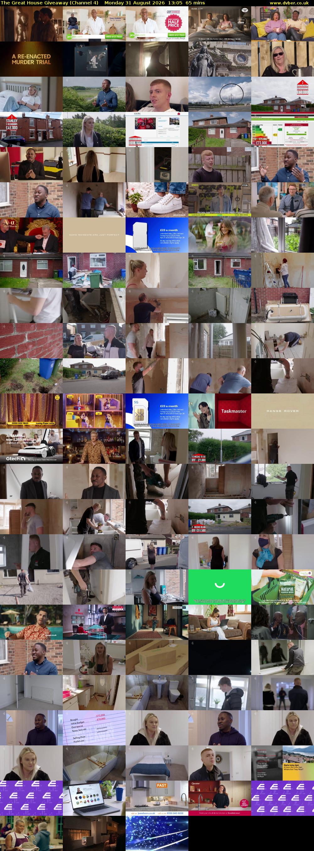 The Great House Giveaway (Channel 4) Monday 31 August 2026 13:05 - 14:10