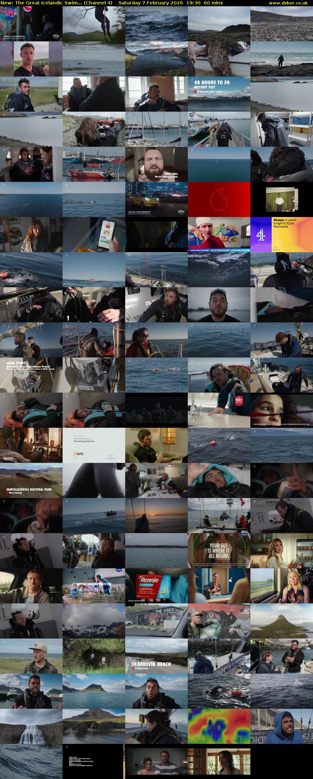 The Great Icelandic Swim... (Channel 4) Saturday 7 February 2026 19:30 - 20:30