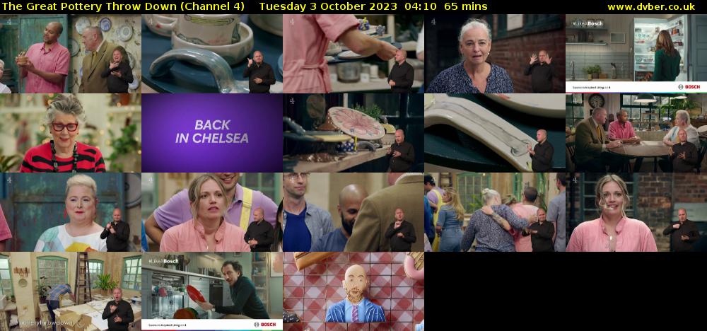 The Great Pottery Throw Down (Channel 4) Tuesday 3 October 2023 04:10 - 05:15