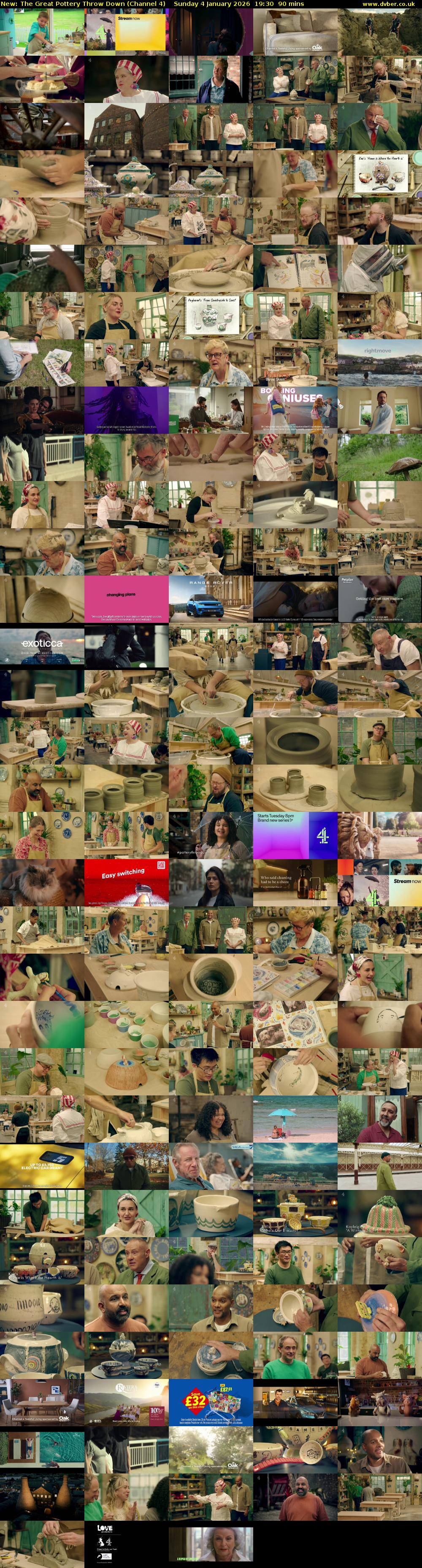The Great Pottery Throw Down (Channel 4) Sunday 4 January 2026 19:30 - 21:00