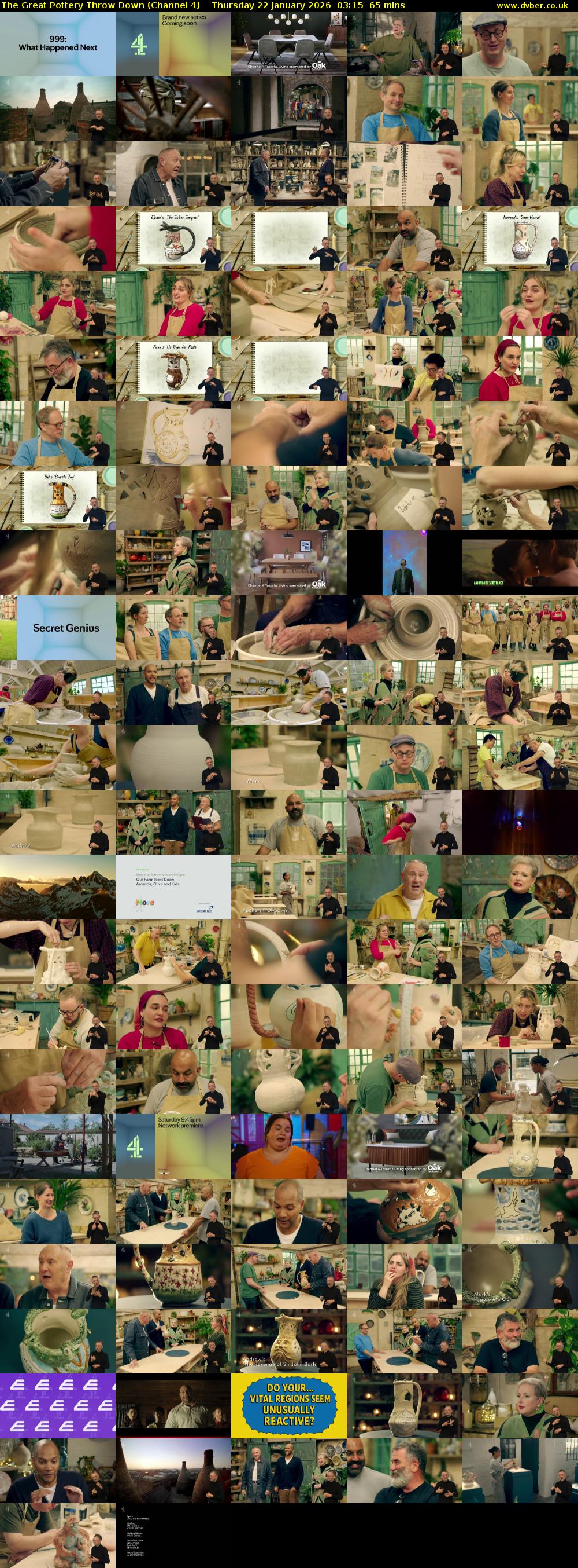 The Great Pottery Throw Down (Channel 4) Thursday 22 January 2026 03:15 - 04:20