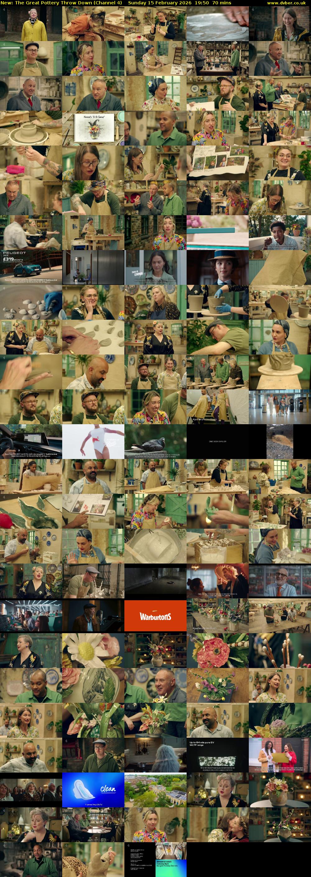 The Great Pottery Throw Down (Channel 4) Sunday 15 February 2026 19:50 - 21:00