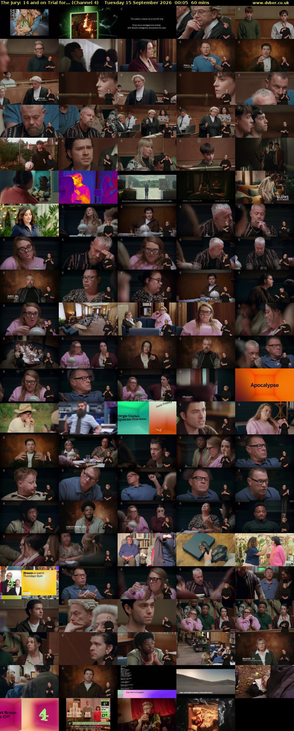 The Jury: 14 and on Trial for... (Channel 4) Tuesday 15 September 2026 00:05 - 01:05