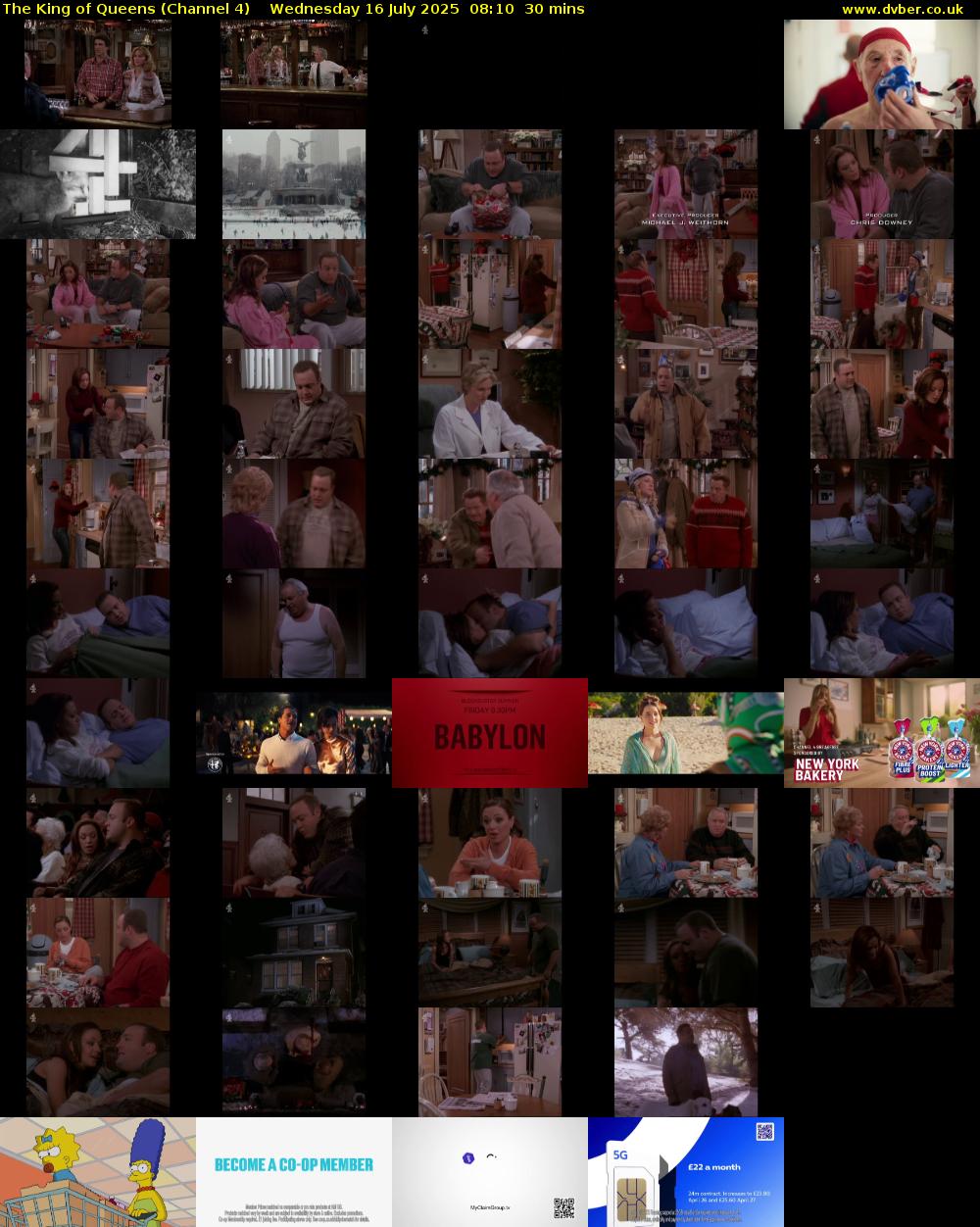 The King of Queens (Channel 4) Wednesday 16 July 2025 08:10 - 08:40