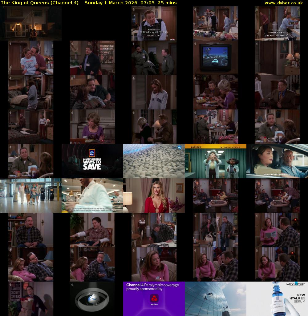 The King of Queens (Channel 4) Sunday 1 March 2026 07:05 - 07:30