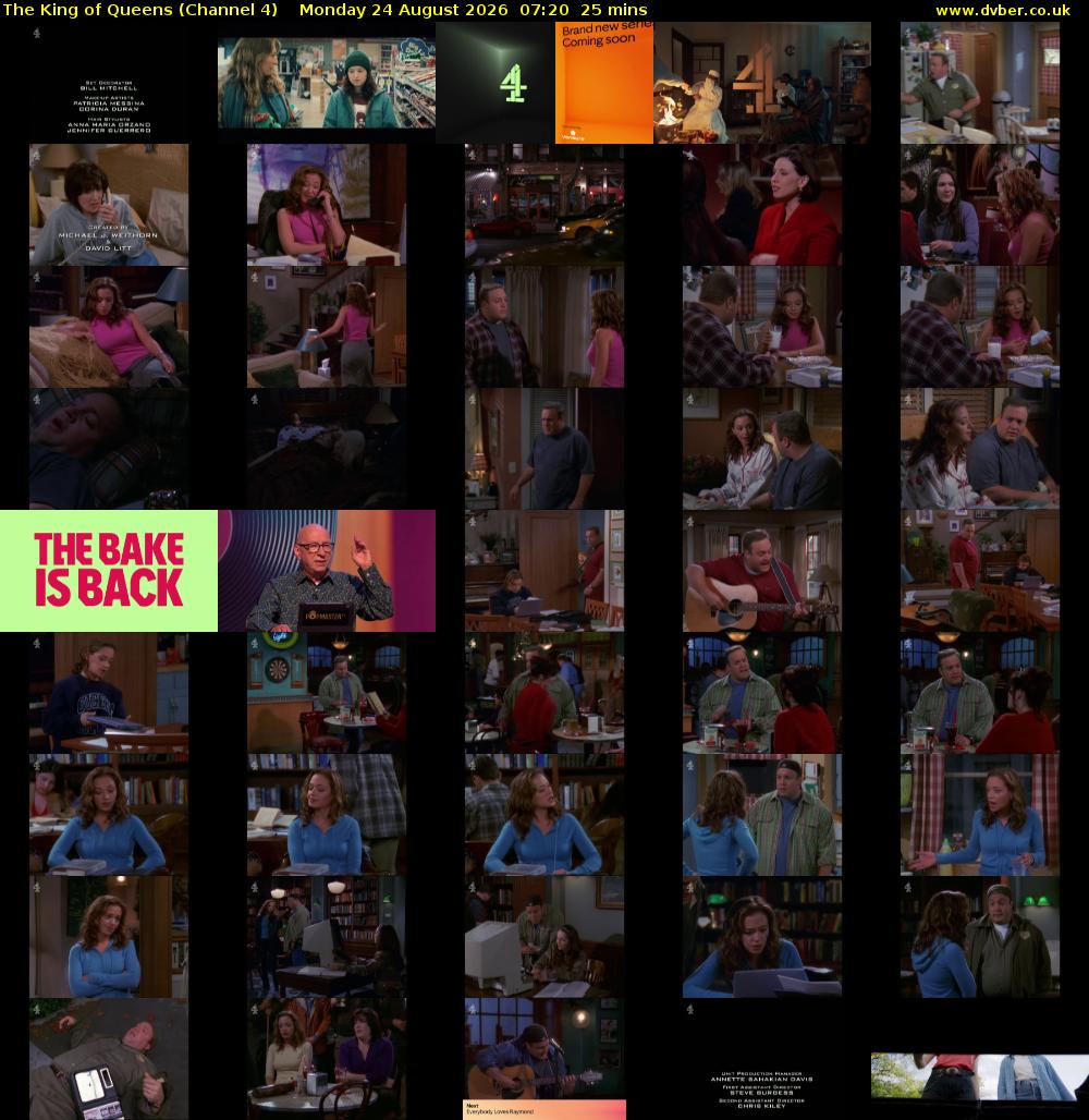 The King of Queens (Channel 4) Monday 24 August 2026 07:20 - 07:45