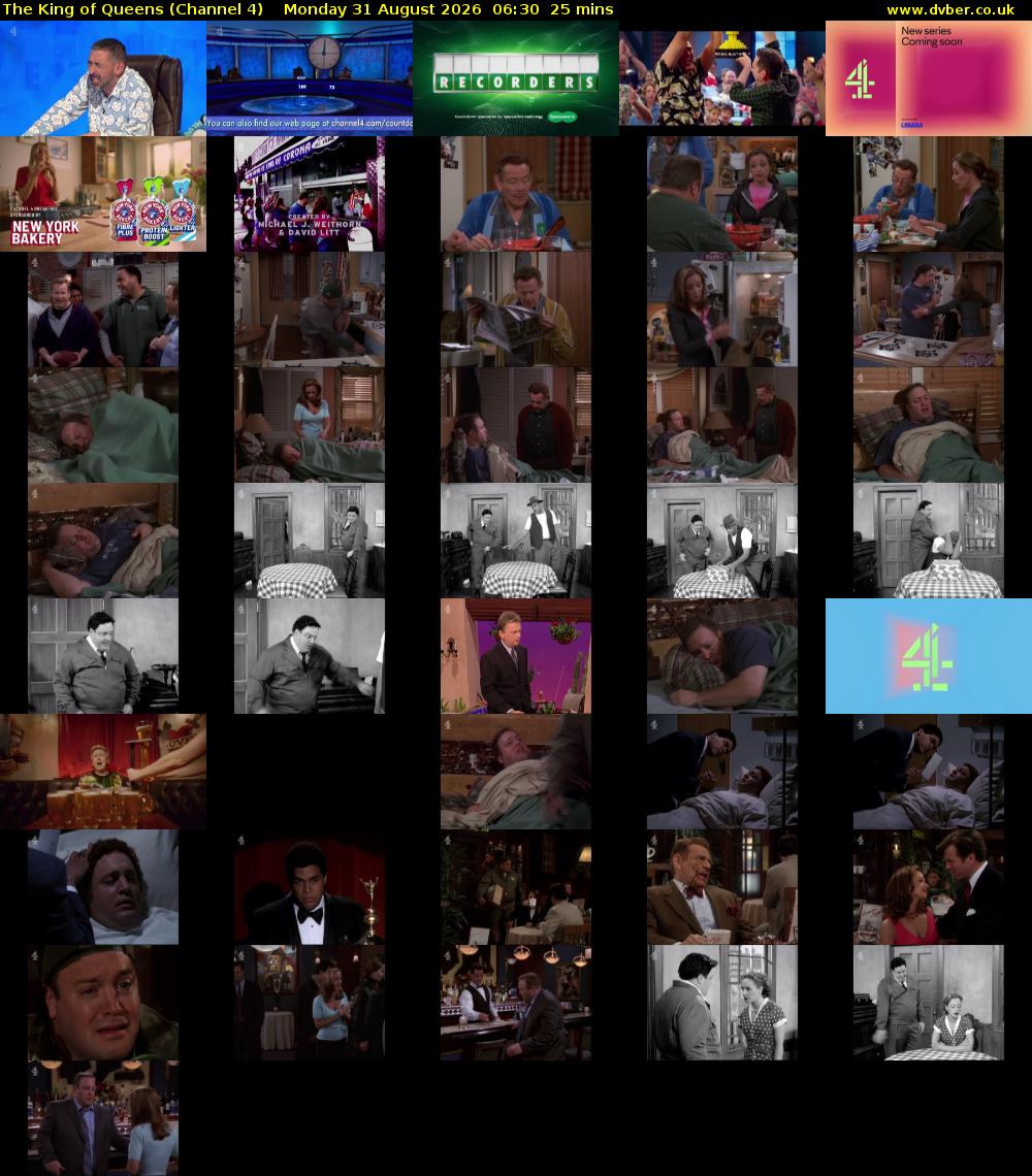 The King of Queens (Channel 4) Monday 31 August 2026 06:30 - 06:55