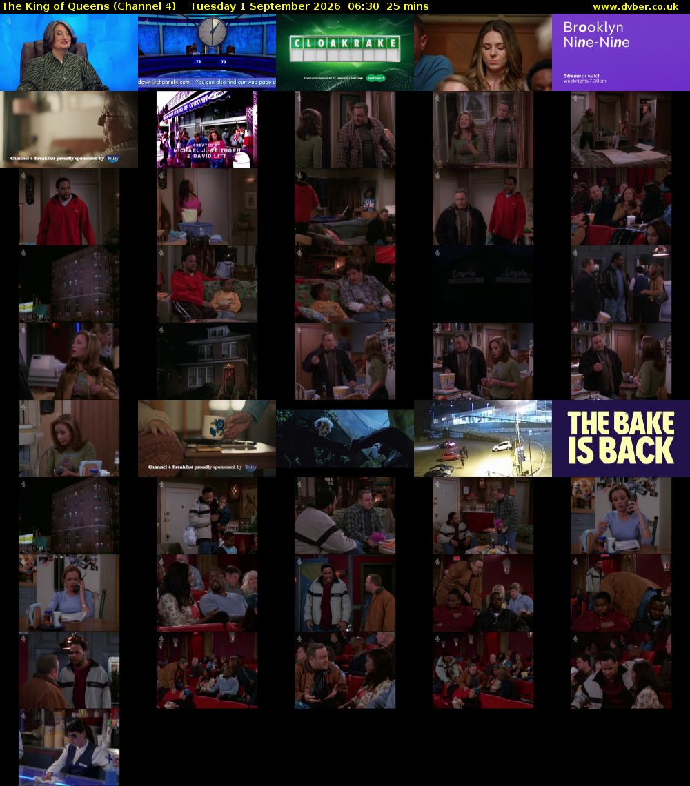 The King of Queens (Channel 4) Tuesday 1 September 2026 06:30 - 06:55