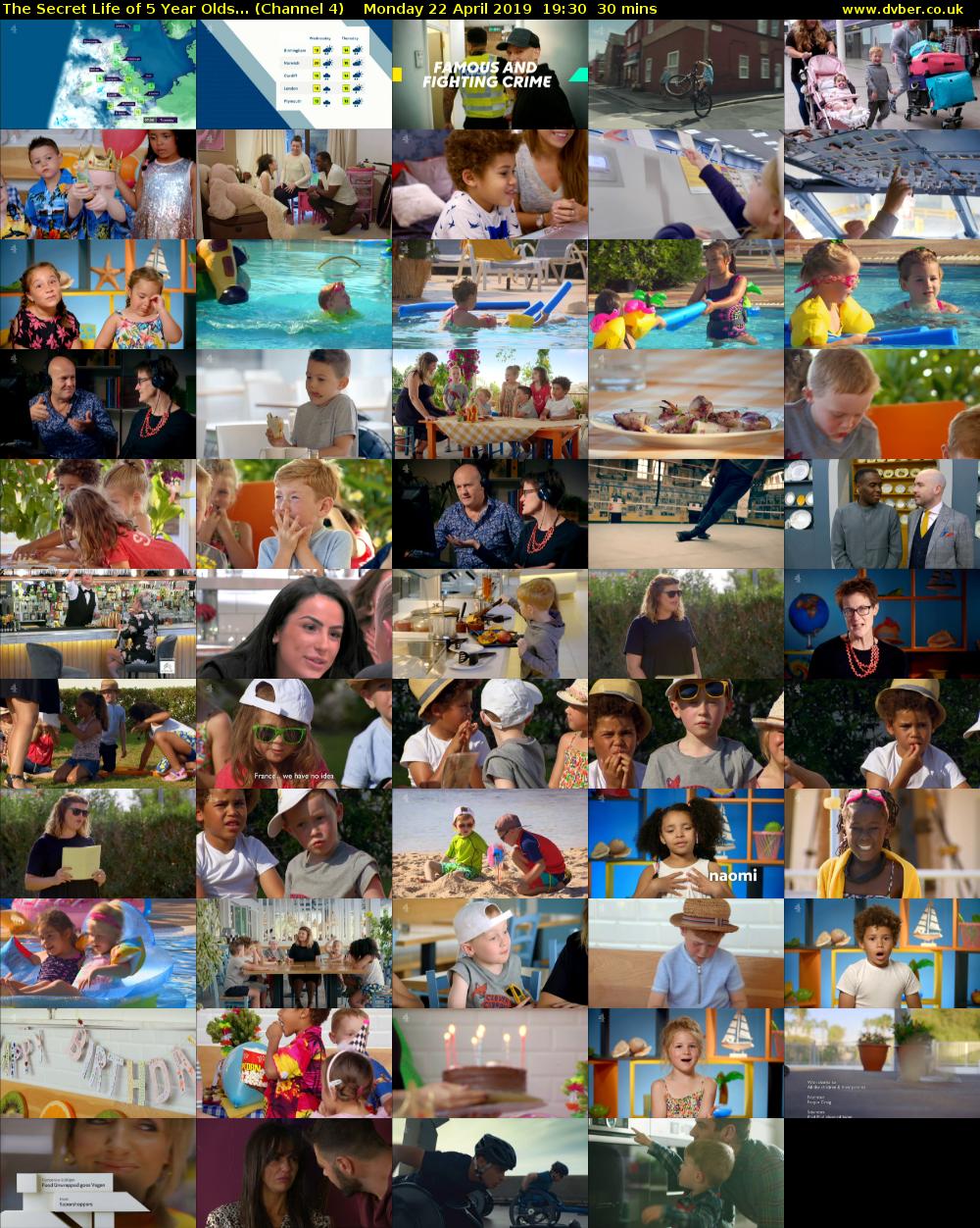 The Secret Life of 5 Year Olds... (Channel 4) Monday 22 April 2019 19:30 - 20:00