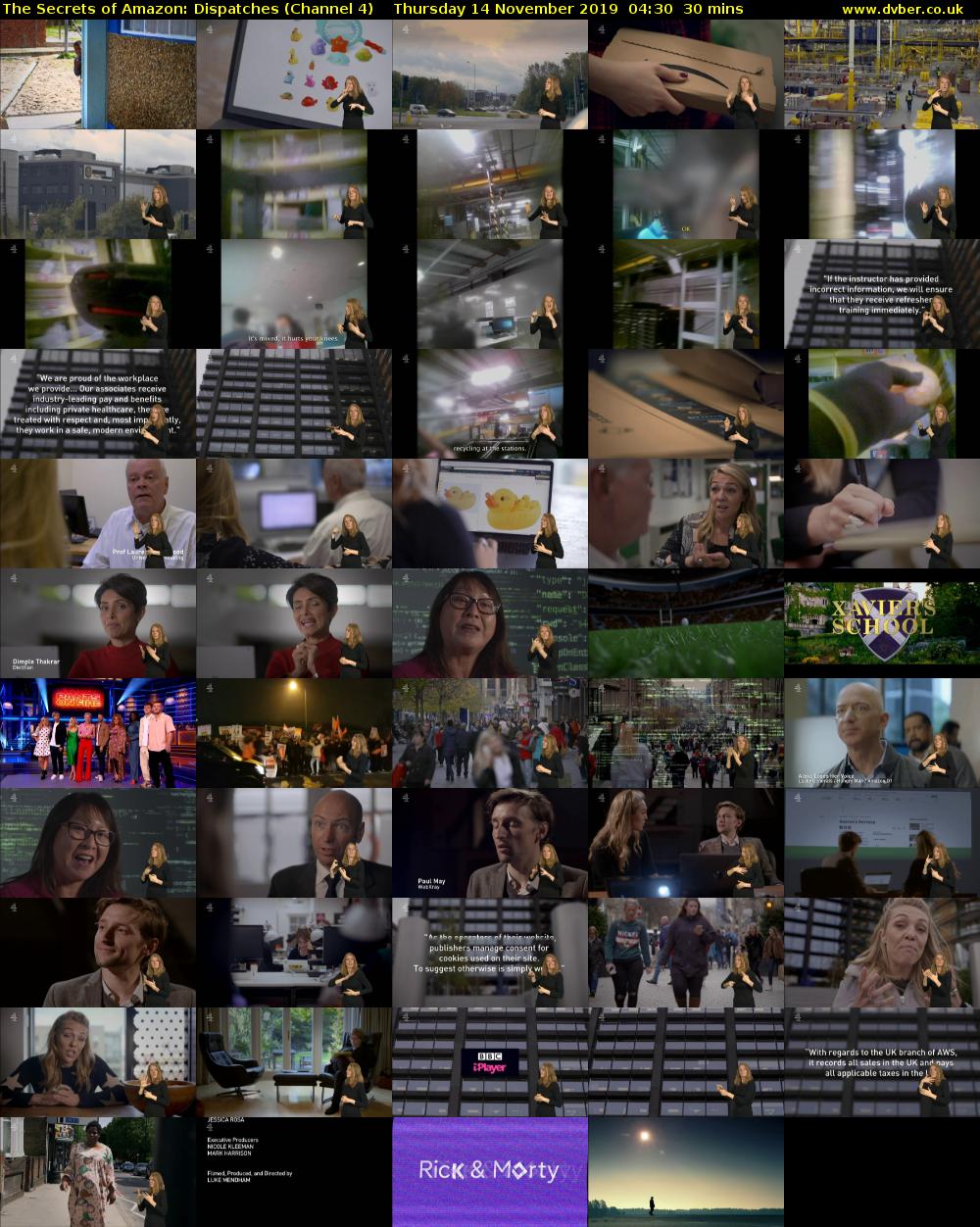 The Secrets of Amazon: Dispatches (Channel 4) Thursday 14 November 2019 04:30 - 05:00