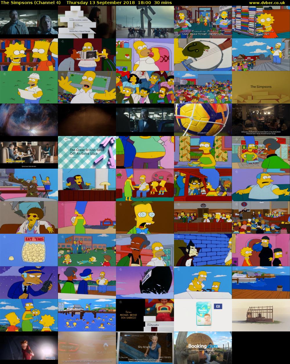 The Simpsons (Channel 4) Thursday 13 September 2018 18:00 - 18:30