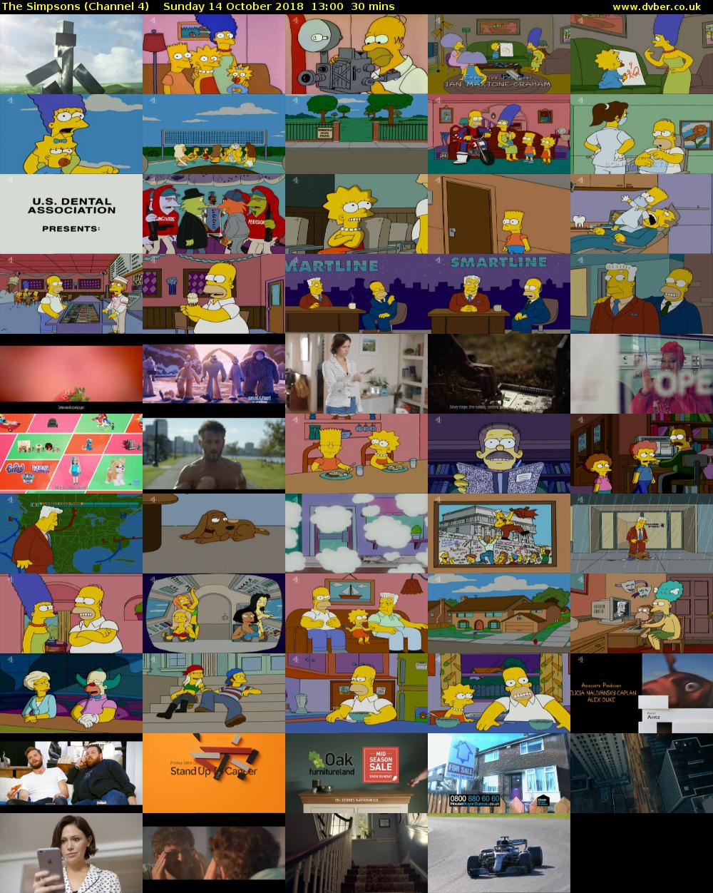 The Simpsons (Channel 4) Sunday 14 October 2018 13:00 - 13:30