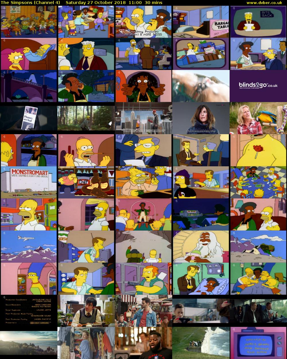 The Simpsons (Channel 4) Saturday 27 October 2018 11:00 - 11:30