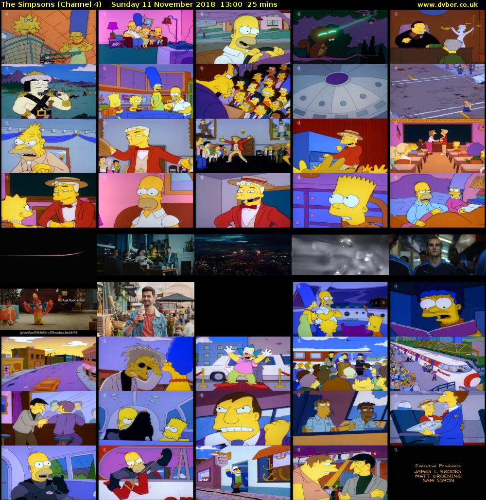 The Simpsons (Channel 4) Sunday 11 November 2018 13:00 - 13:25