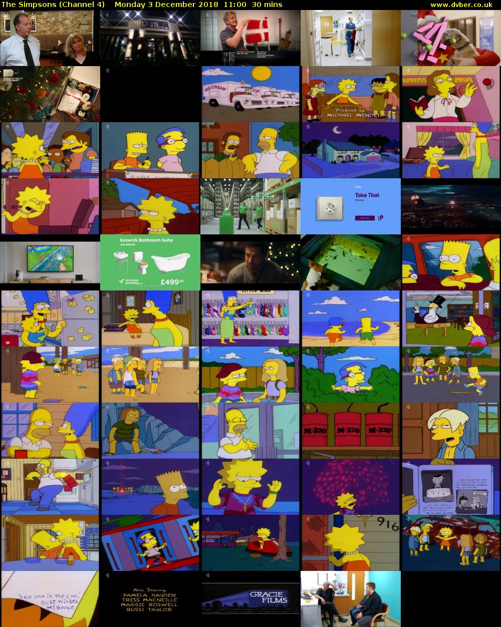 The Simpsons (Channel 4) Monday 3 December 2018 11:00 - 11:30