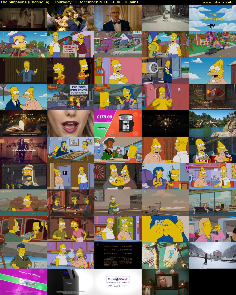 The Simpsons (Channel 4) Thursday 13 December 2018 18:00 - 18:30