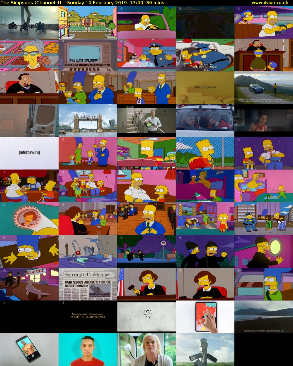 The Simpsons (Channel 4) Sunday 10 February 2019 13:00 - 13:30