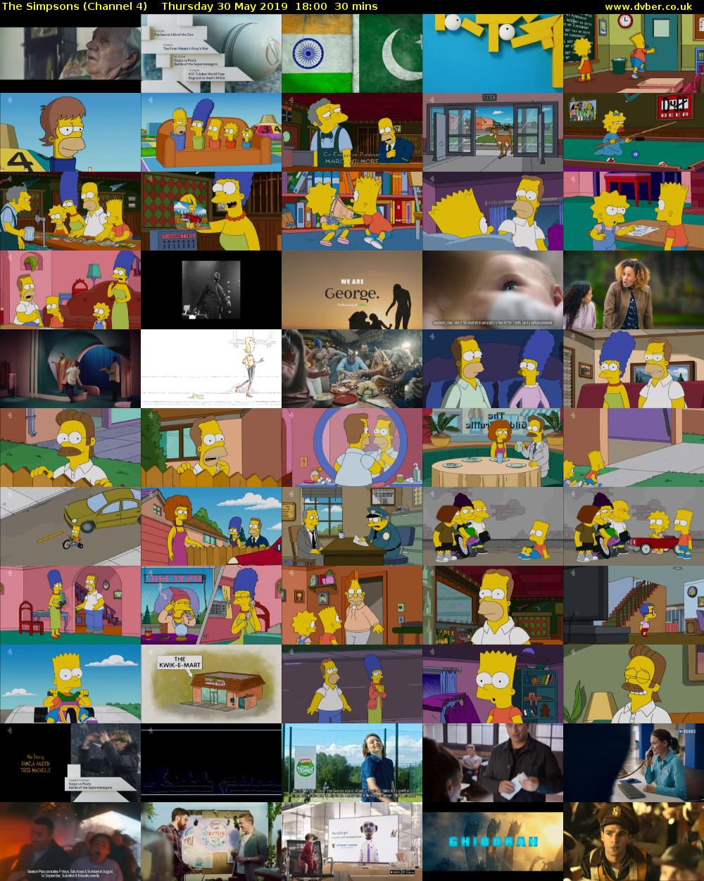 The Simpsons (Channel 4) Thursday 30 May 2019 18:00 - 18:30