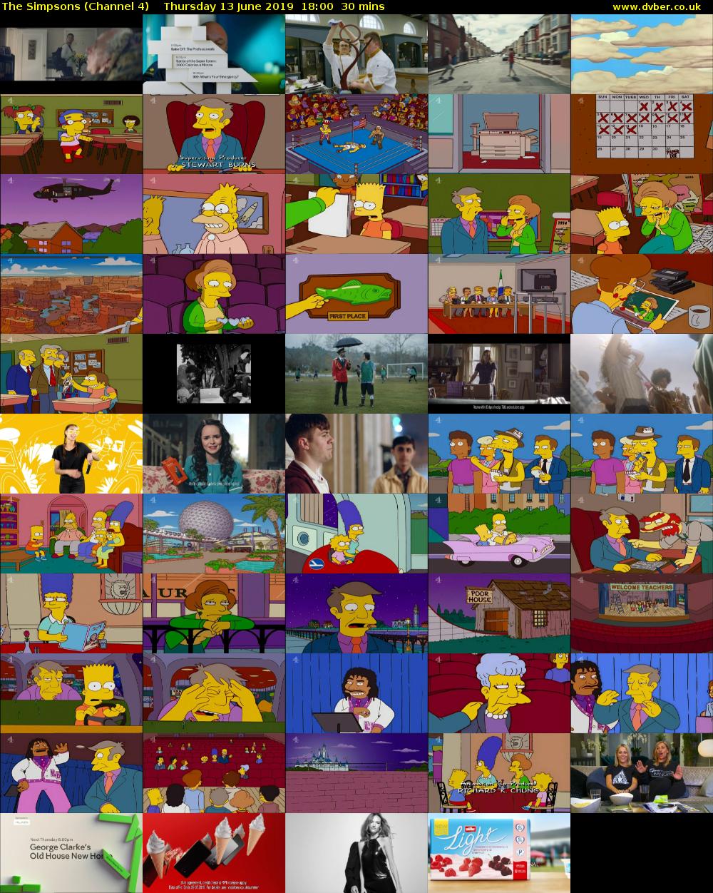 The Simpsons (Channel 4) Thursday 13 June 2019 18:00 - 18:30